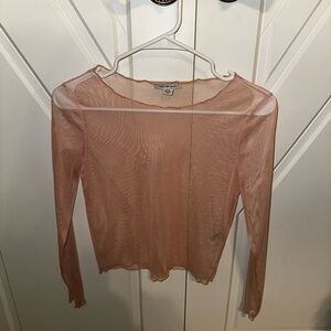 Urban Outfitters Sheer Pink Long Sleeve Top